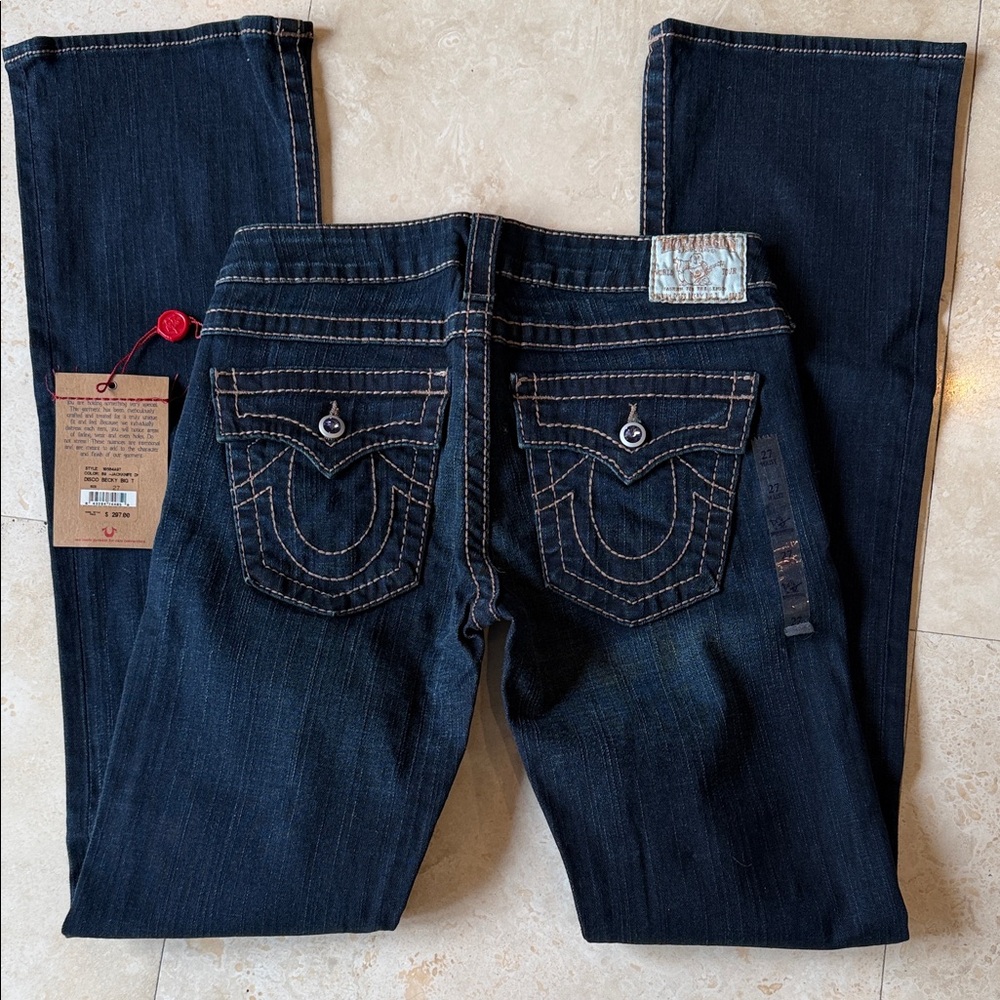 True Religion Disco Becky Big T Dark Indigo Jeans With Swarovski Crystal Detail